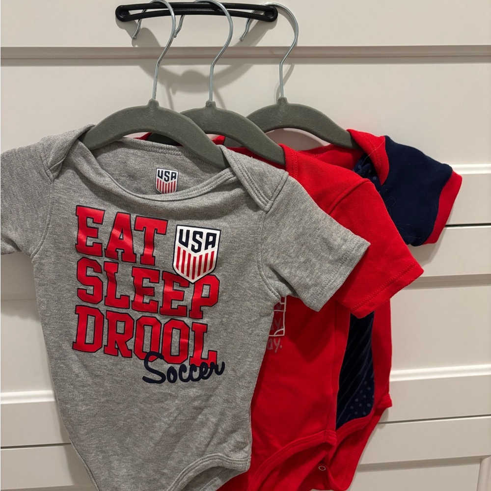 USA Soccer Baby Onesies Set
